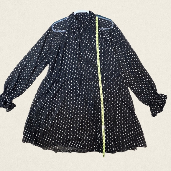 ASOS Maternity High Neck Long Sleeve Black/Gold Metallic Chiffon Mini Dress NWOT - Picture 12 of 15